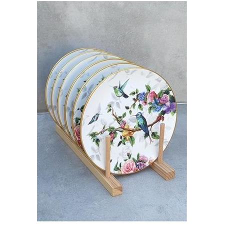 Flora 6 Kişilik 19cm Seramik Pasta Tatlı Sunum Tabağı Seti