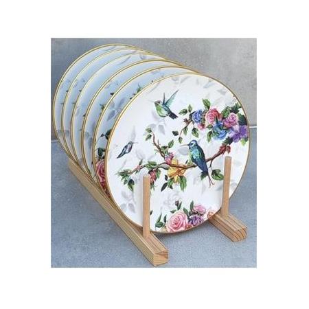 Flora 6 Kişilik 19cm Seramik Pasta Tatlı Sunum Tabağı Seti