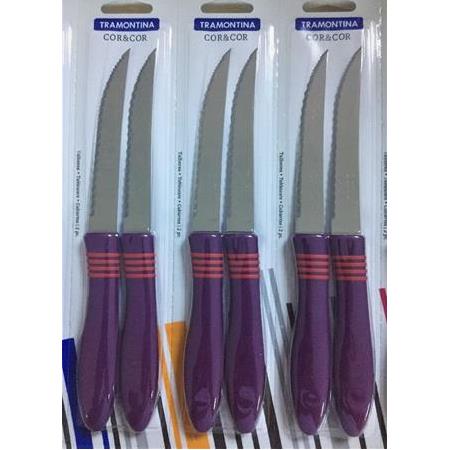 Tramontina 6 Adet Tırtıklı Mutfak Bıçağı - Mor