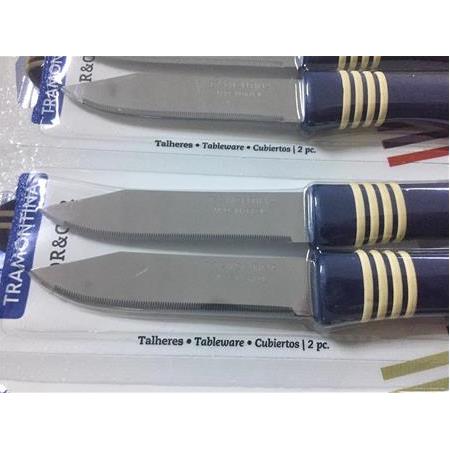 Tramontina 2 Adet Lazer Tırtıklı Kısa Meyve Soyma Bıçağı - Lacivert