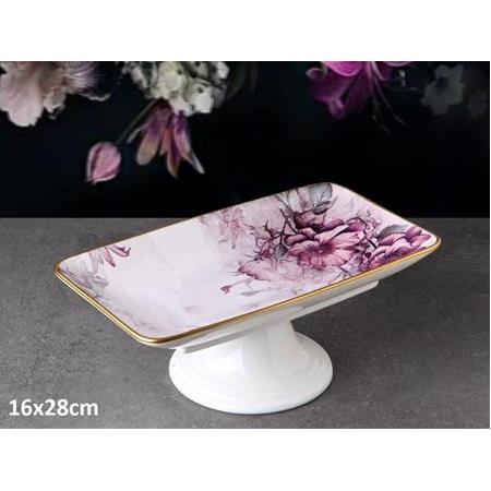Petunia Seramik Ayaklı Pasta Kek Çikolata Servis Sunum Tabağı 30x16cm