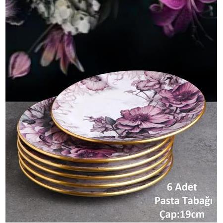 Petunia 6 Kişilik 25cm Seramik Servis Sunum Tabağı Seti
