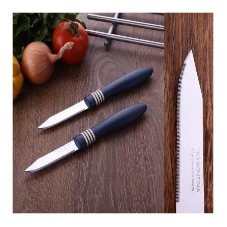 Tramontina 2 Adet Lazer Tırtıklı Kısa Meyve Soyma Bıçağı - Lacivert