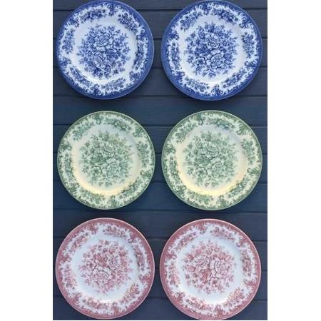 6 Kişilik Porselen 3 Renk Rosabella 24,5cm Servis Tabağı Tabak Seti