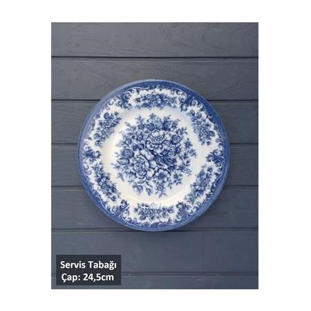 6 Kişilik Porselen 3 Renk Rosabella 24,5cm Servis Tabağı Tabak Seti