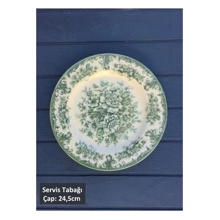 6 Kişilik Porselen 3 Renk Rosabella 24,5cm Servis Tabağı Tabak Seti