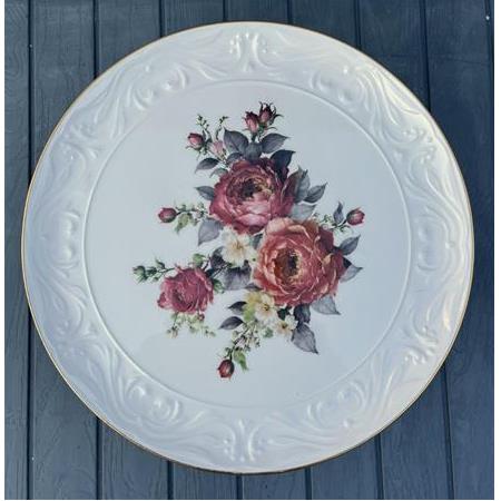 Rose Ayaklı Seramik Kek Pasta Sunum Fanusu Tabağı - Çap:30cm