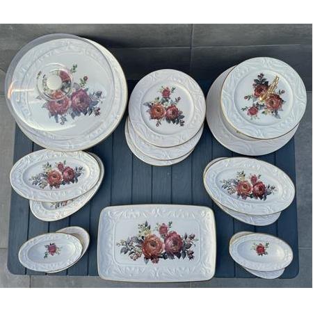 Rose 17 Parça Seramik Pasta Kahvaltı Sunum Tabağı Takımı