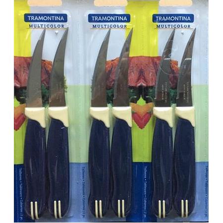 Tramontina 6 Adet Lazer Tırtıklı Kısa Kıvrık Soyma Bıçağı - Lacivert
