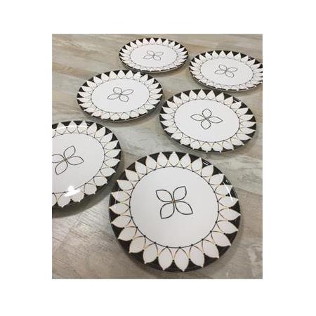 Black Drops 6 Kişilik 26cm Seramik Servis Sunum Tabağı Seti