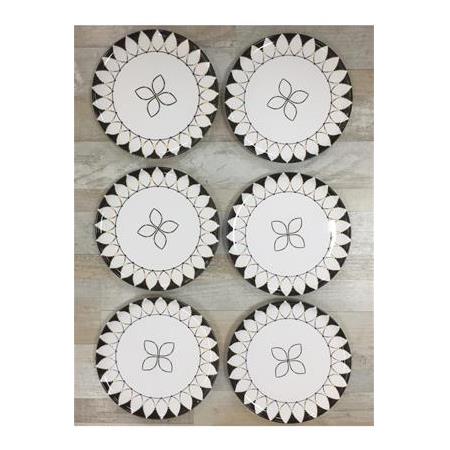 Black Drops 6 Kişilik 26cm Seramik Servis Sunum Tabağı Seti